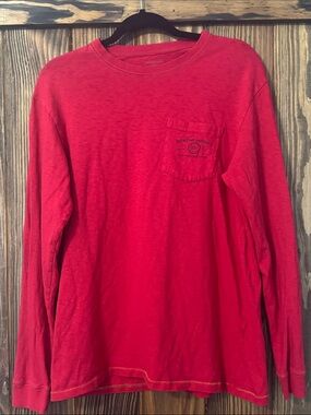 Southern Tide Long Sleeve Vibrant Red Crewneck Pocket Tee Size M